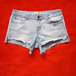 Caterpillar CAT Light Wash Denim Cut-Off Booty Shorts Daisy Dukes Women Sz S 90s